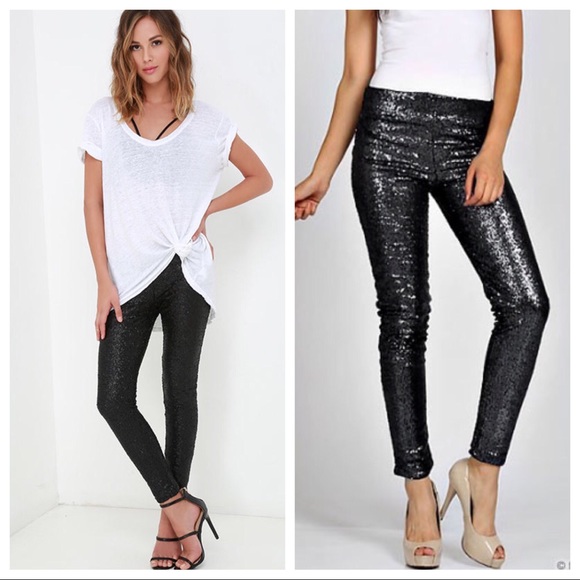 Chic Sequined Leggings - Picture 3 of 8